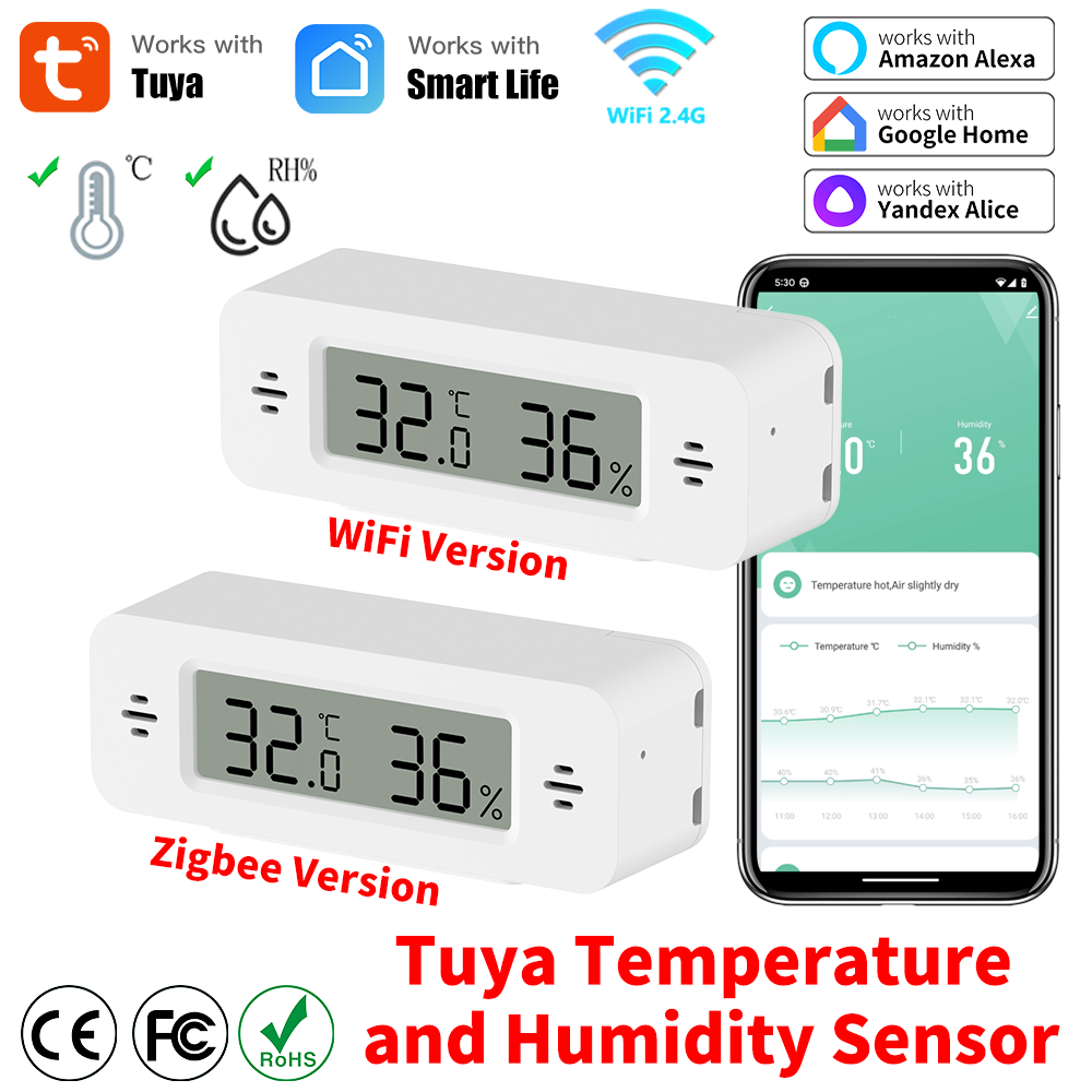 Tuya WiFi/Zigbee مستشعر درجة ا - مراجعة Digital Hygrometer Probe وسعره